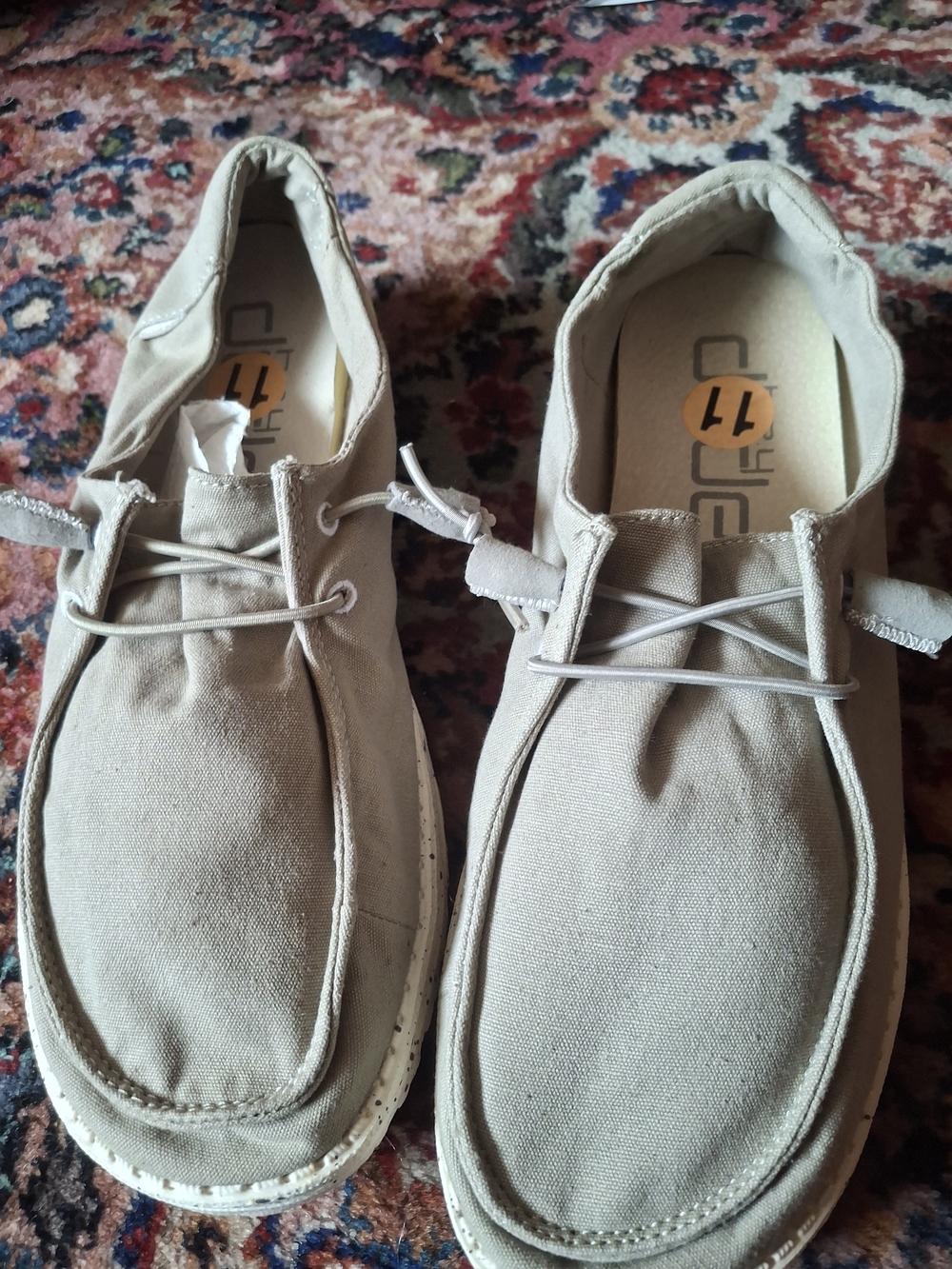 Hey Dude Women's Slip-On Canvas Loafers in Light Beige